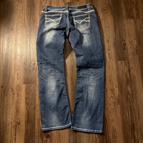 Rock & Roll Denim Jeans Women's Size 33x32 Bootcut Embellished Pockets Dark Wash - Picture 1 of 5